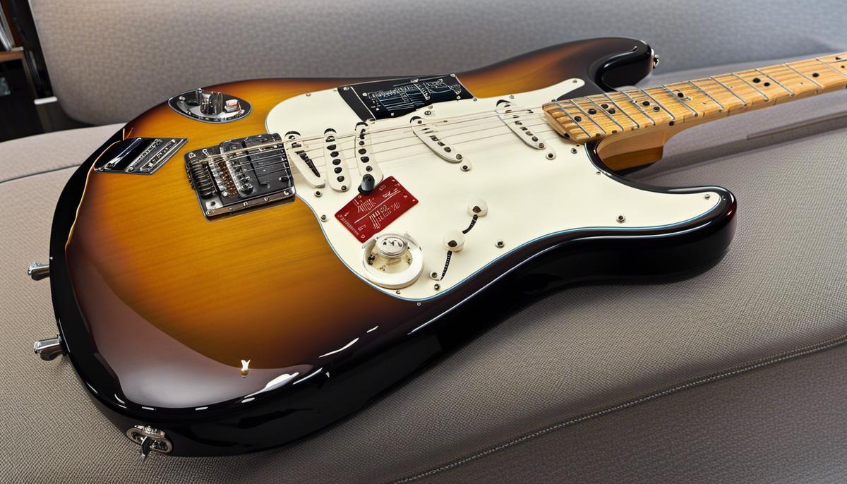 Image of a Fender Stratocaster guitar with different price ranges displayed.