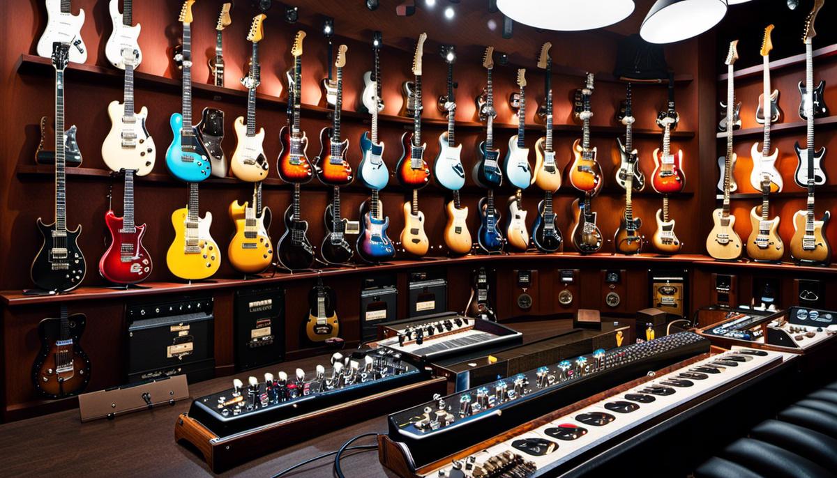 Image of a guitar pedal display