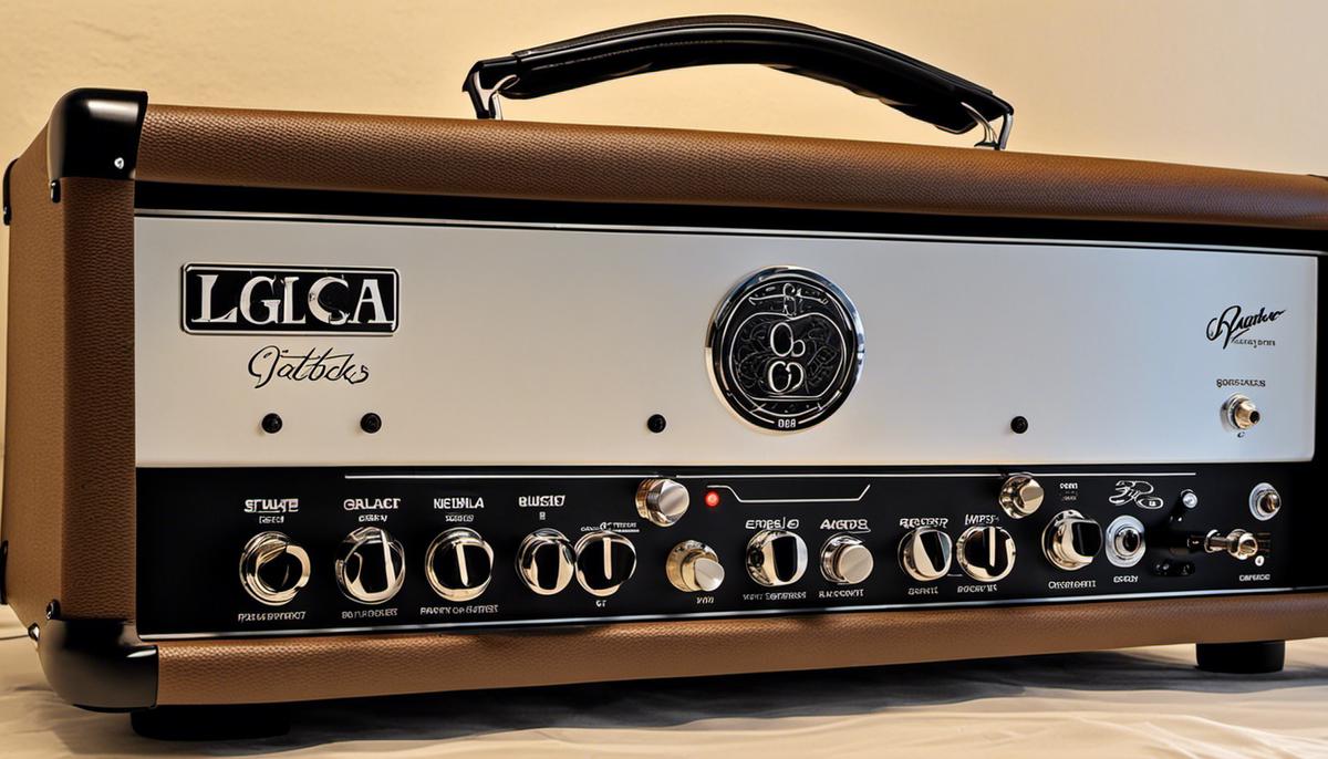 A guitar amplifier with both tube and solid state components fused together, representing the merging of the best features.